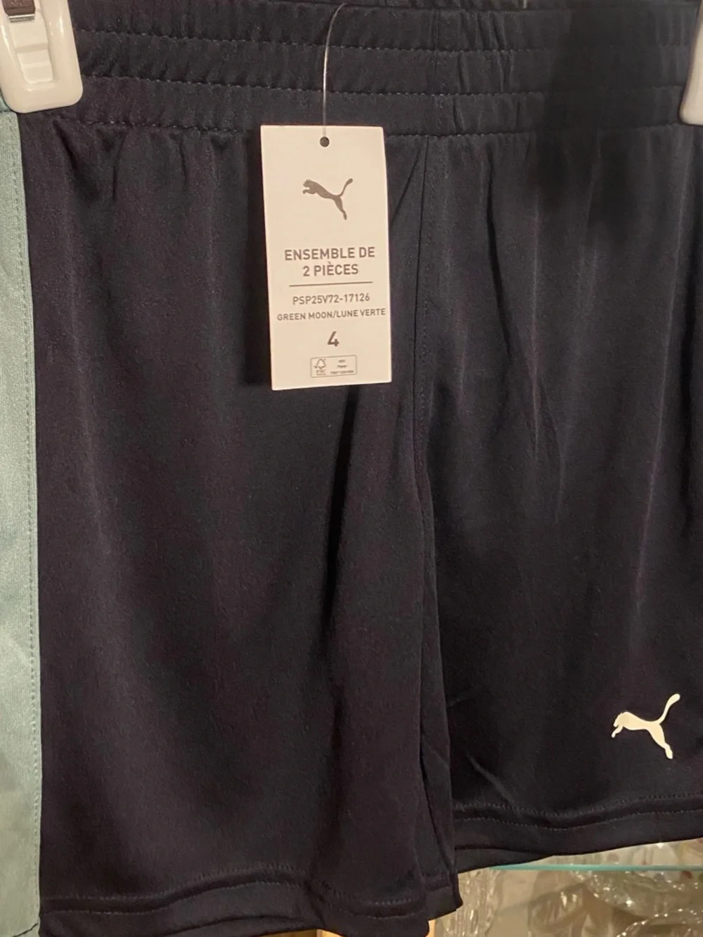 Puma Sage Green Short Sleeve Logo Tee & Shorts NWT size 4 - Picture 5 of 9